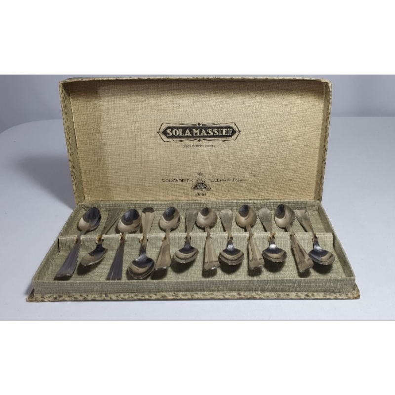 12 Theelepels, Sola Massief, in originele doos